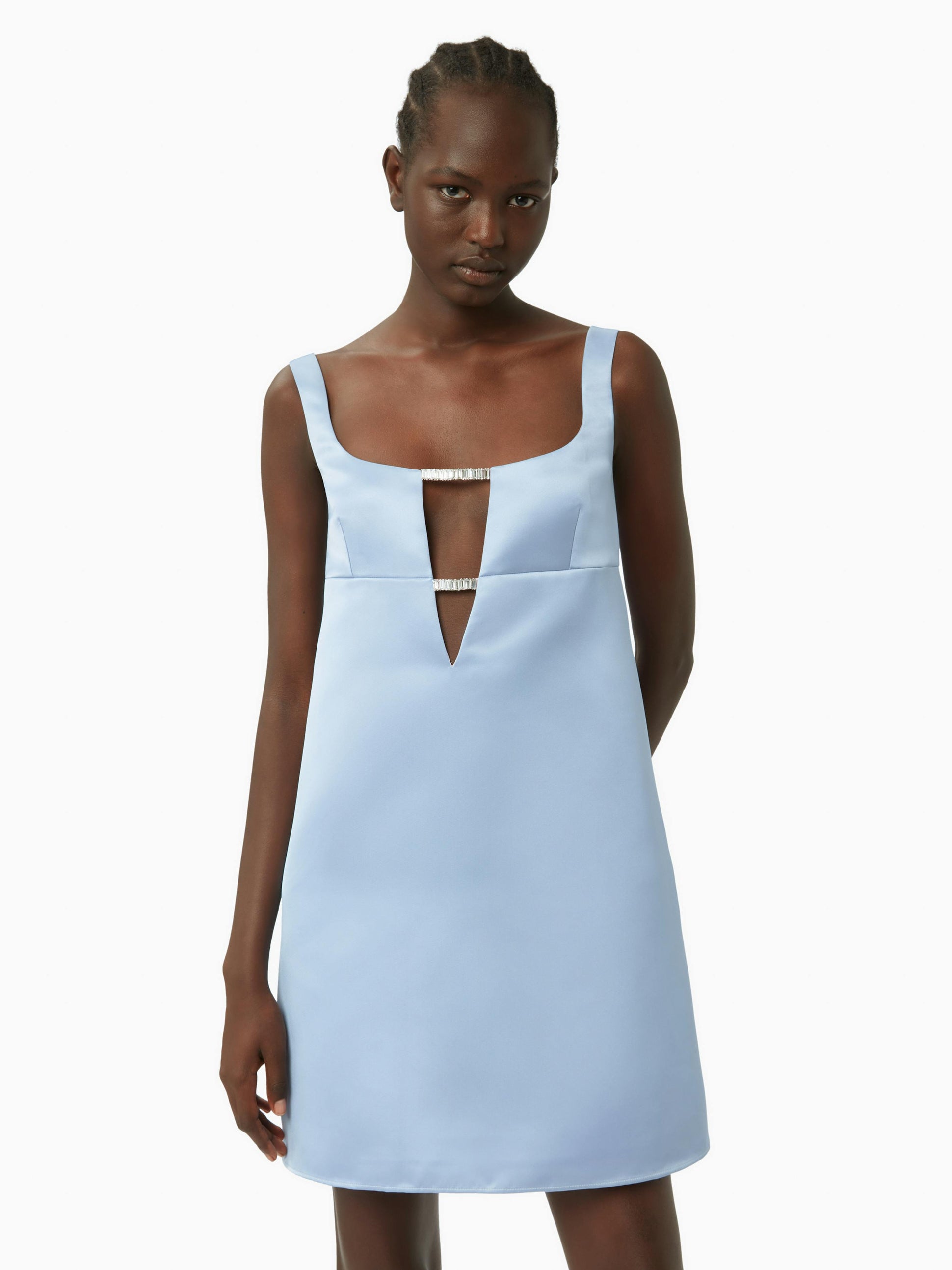 Satin mini a-line dress in blue - Nina Ricci