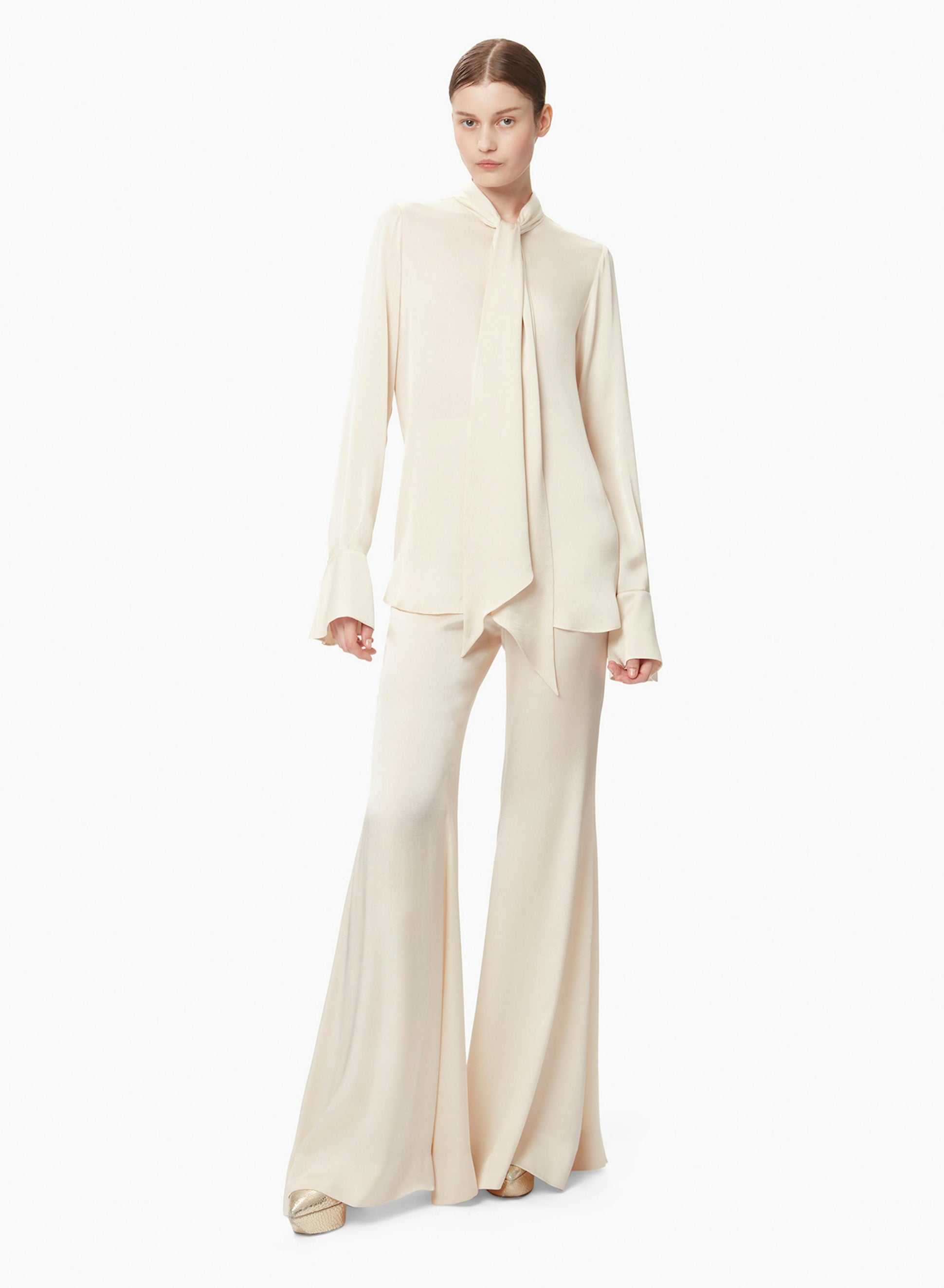 Satin fluid flared pants champagne - Nina Ricci