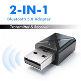 Bluetooth Car Transmitter Receiver 2 in 1 Wireless Adapter Stereo Music Audio Adaptor for TV PC Speaker
