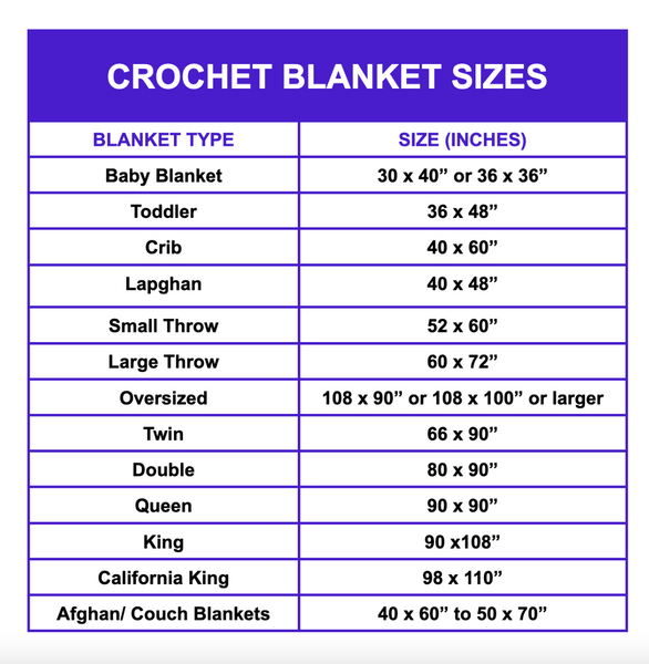 Standard Crochet Blanket Sizes