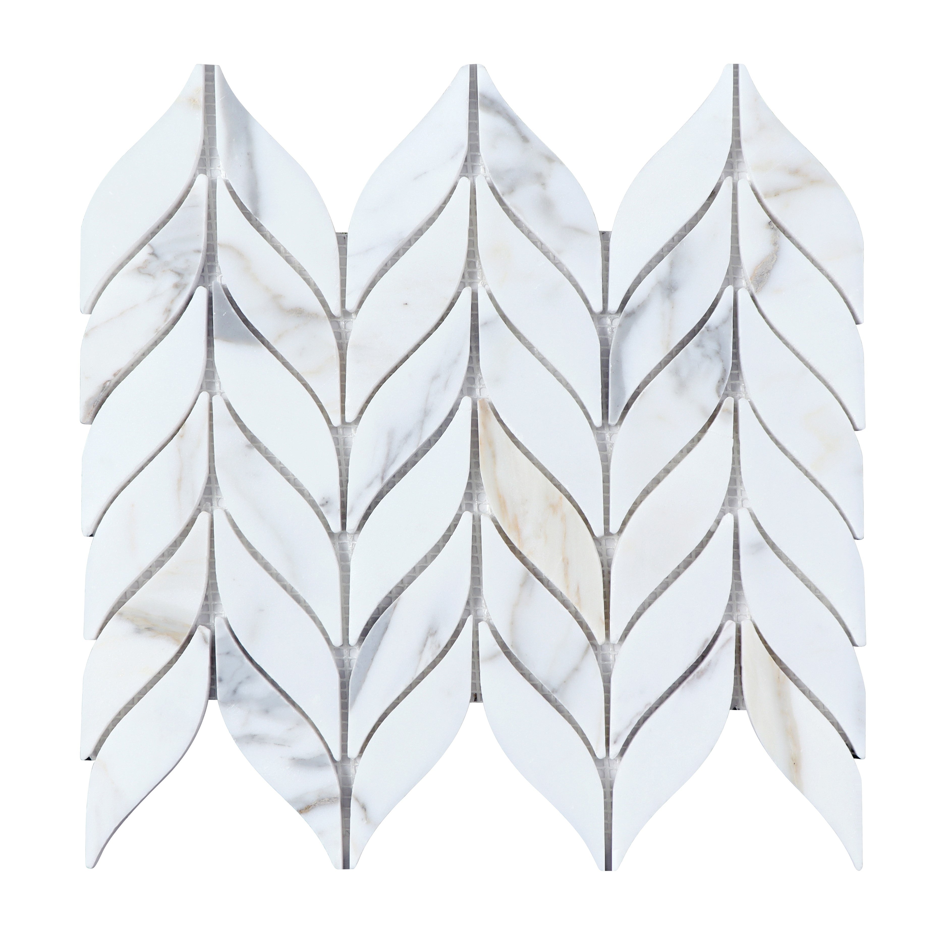 Calacatta Gold Leaf Pattern Marble Novelty Mosaic Tile