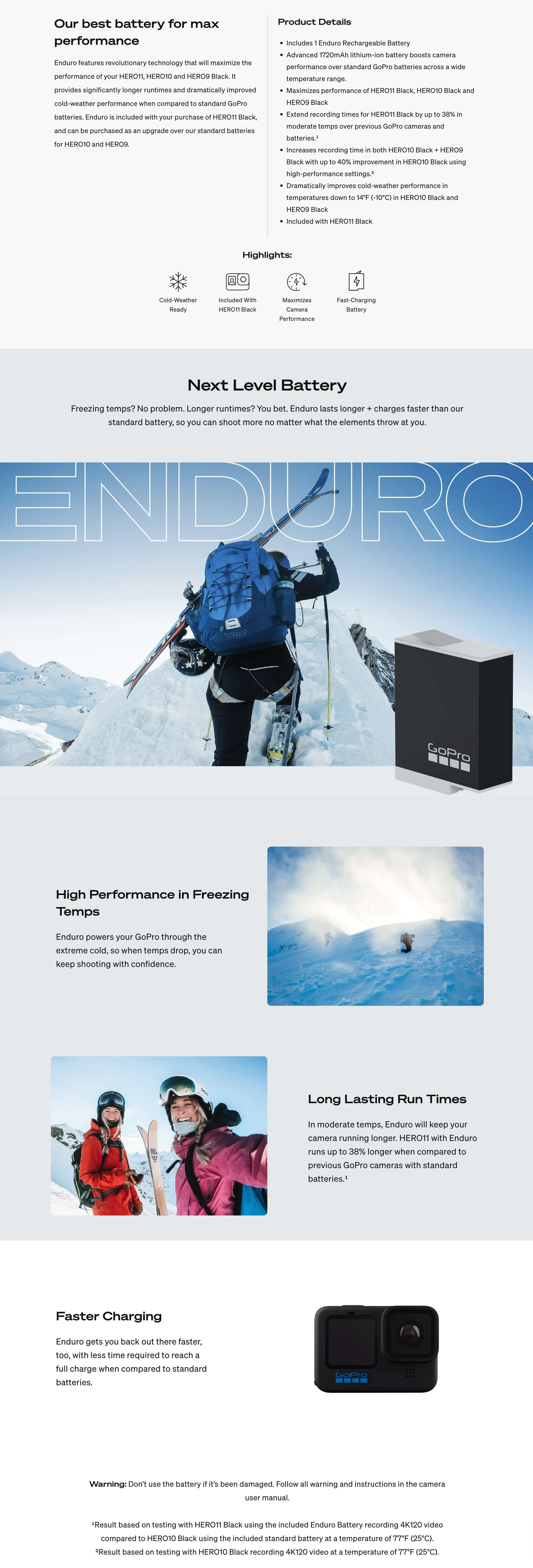 Enduro Rechargeable Camera Battery - Extended + Cold Weather Performance