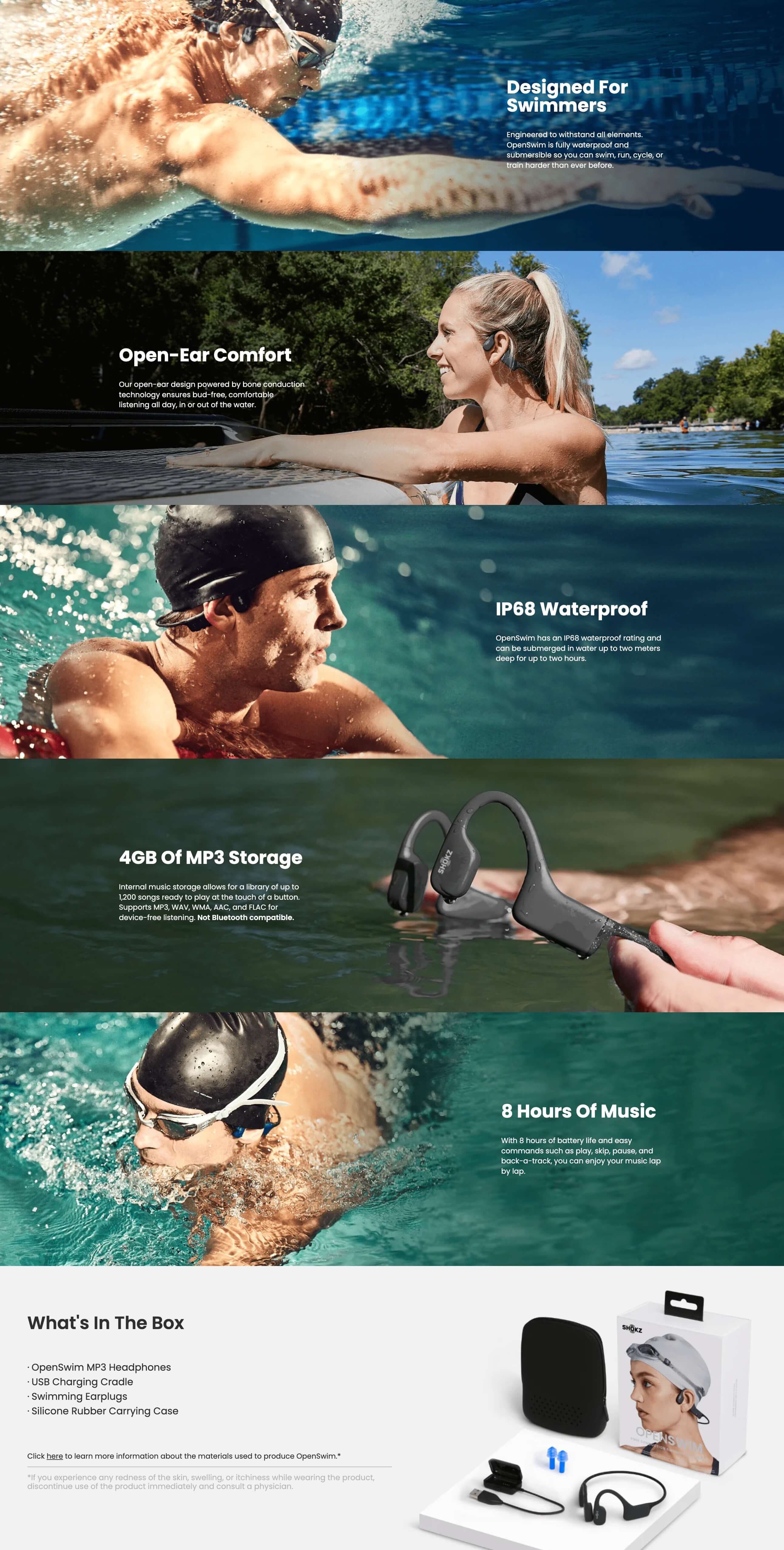 SHOKZ OpenSwim Waterproof Bone Conductions Headphone For Swimming | 4G  Storage For MP3