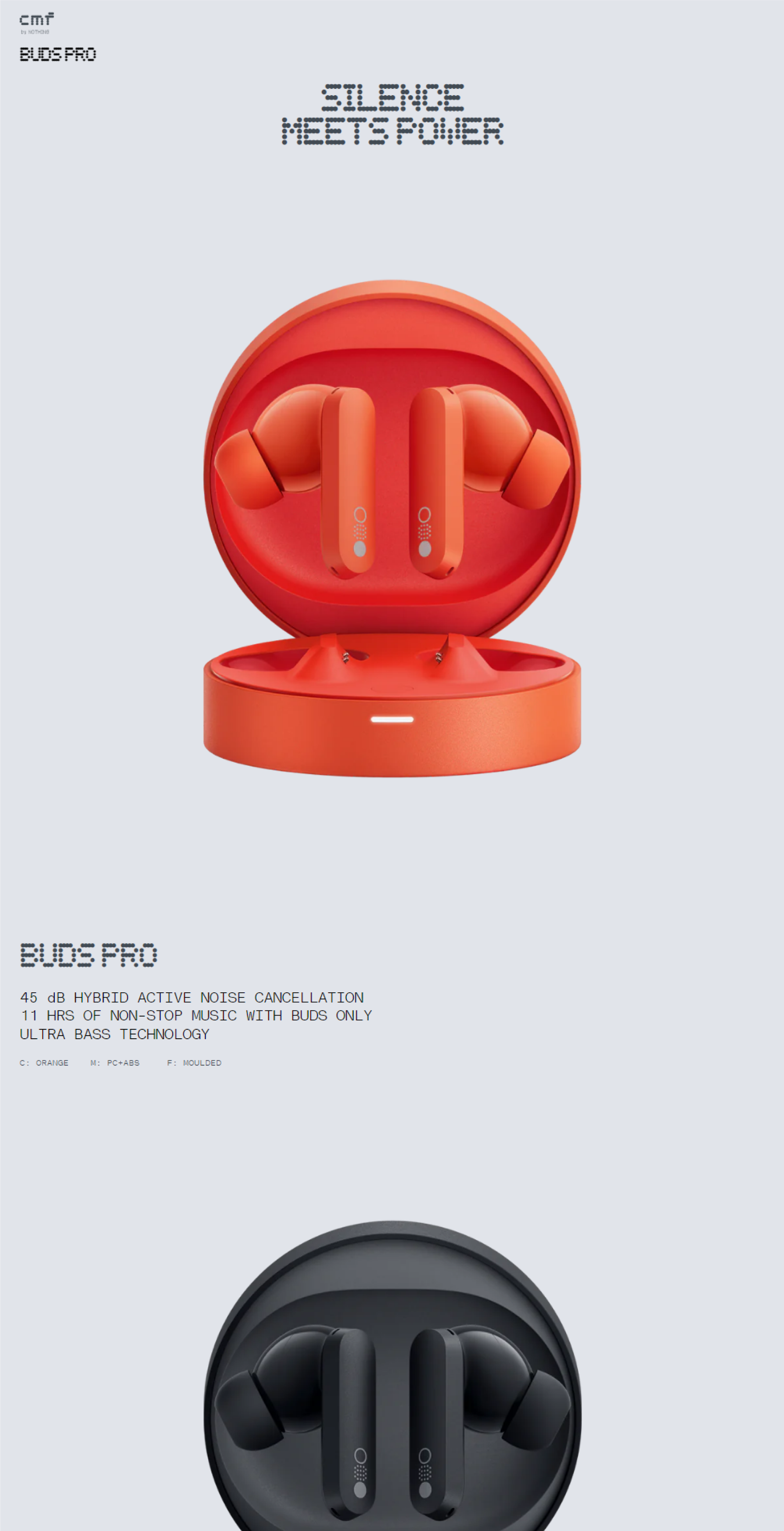 CMF by Nothing Buds Pro Orange with 45 dB ANC, Ultra Bass Technology  Bluetooth .