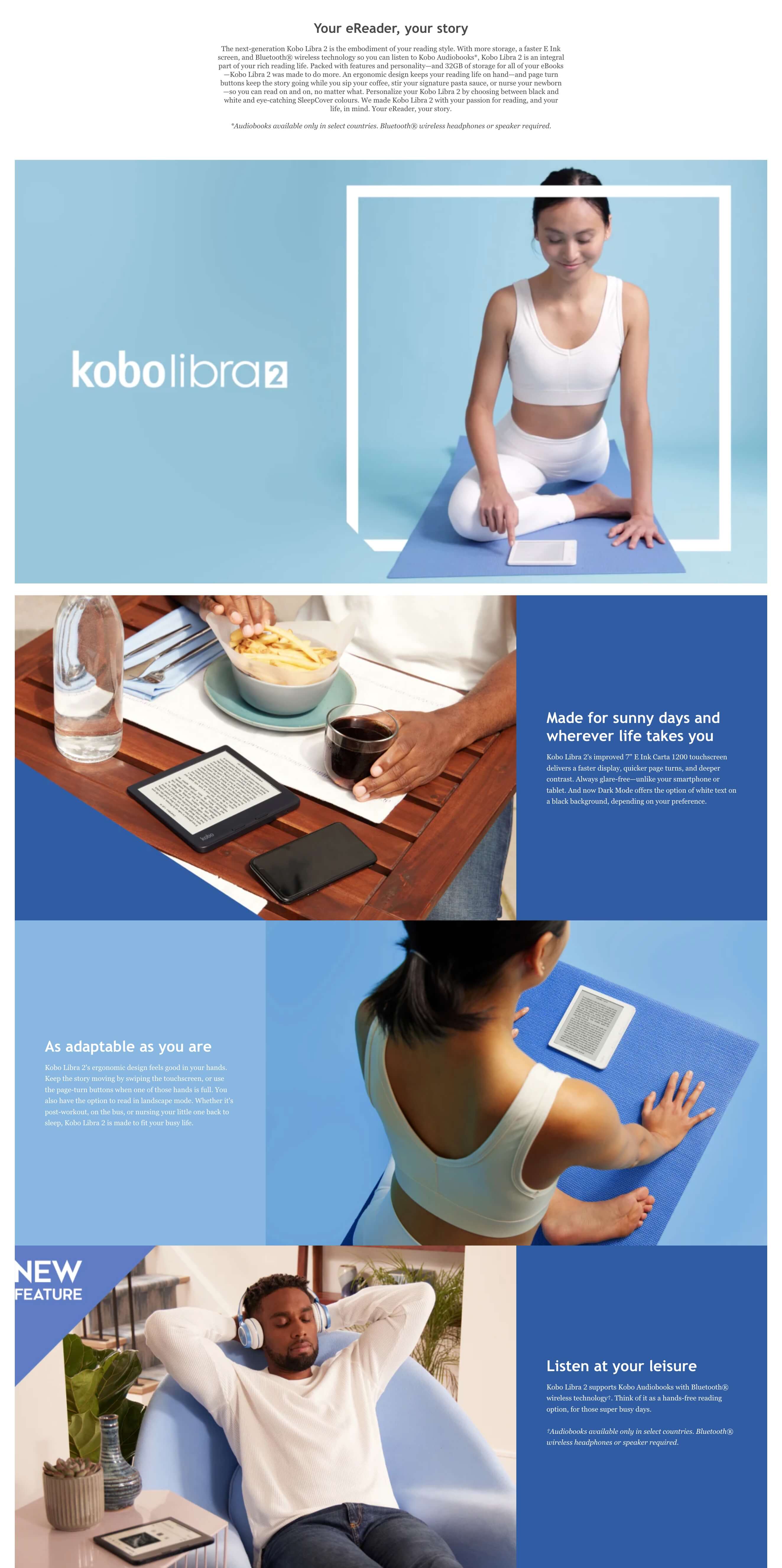 Kobo Libra 2 | eReader | 7 Waterproof Touchscreen | Glare-Free |  Adjustable Brightness | Blue Light Reduction | WIFI | 32GB | Carta E Ink  Technology