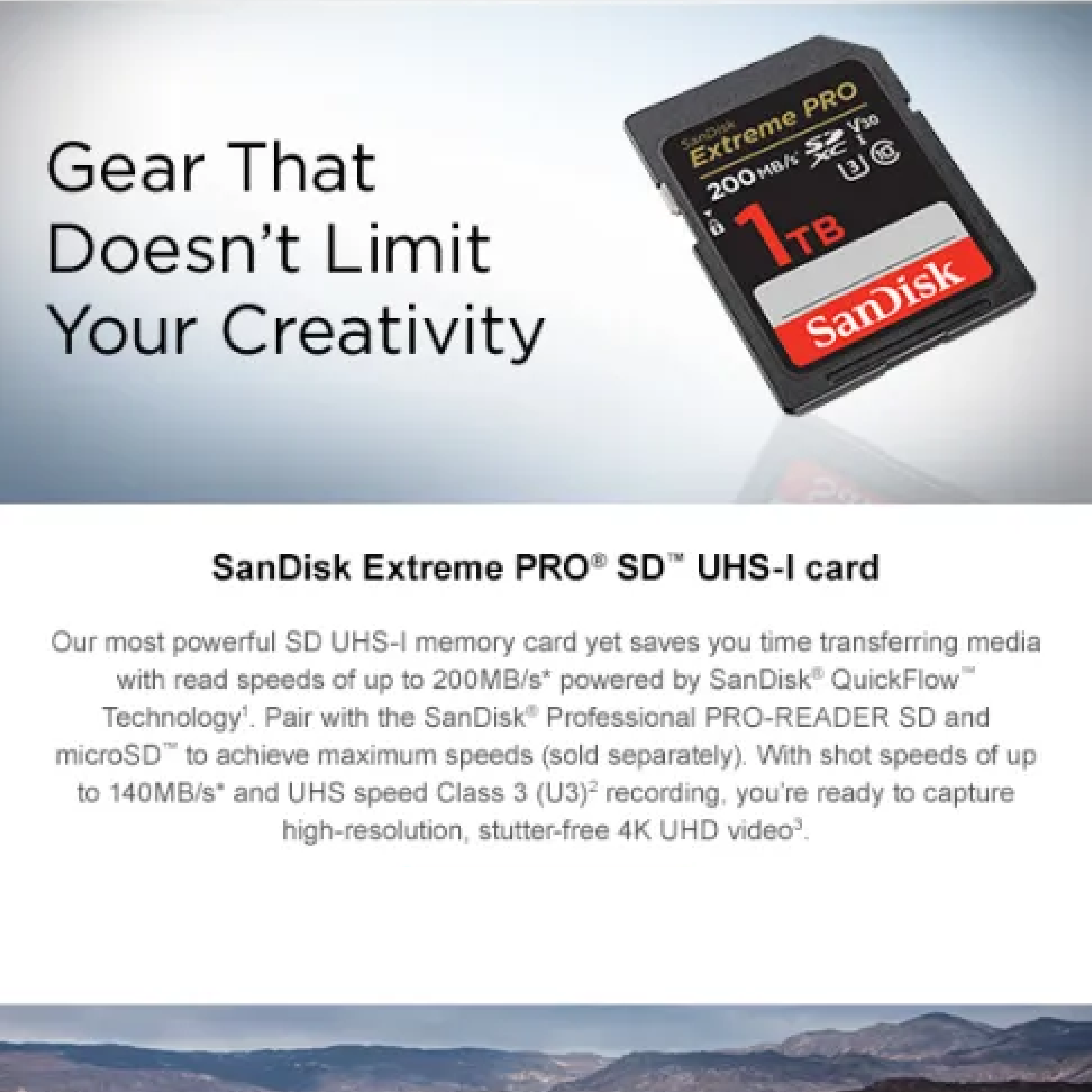 Sandisk Extreme Pro SDXC Card UHS-I, up to 200mb/s Read Speeds - Pro Photo