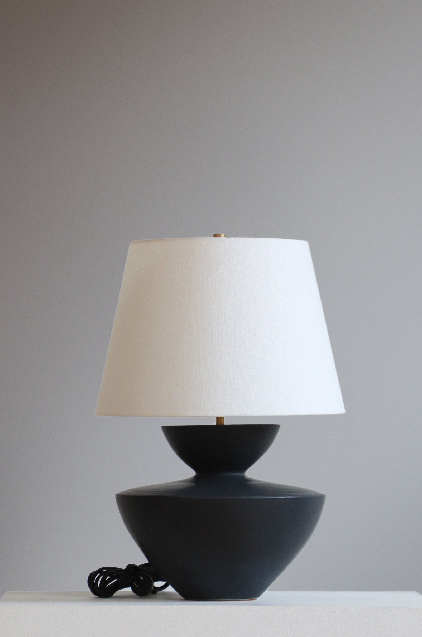 Tauria Lamp in Anthracite with Off White Linen