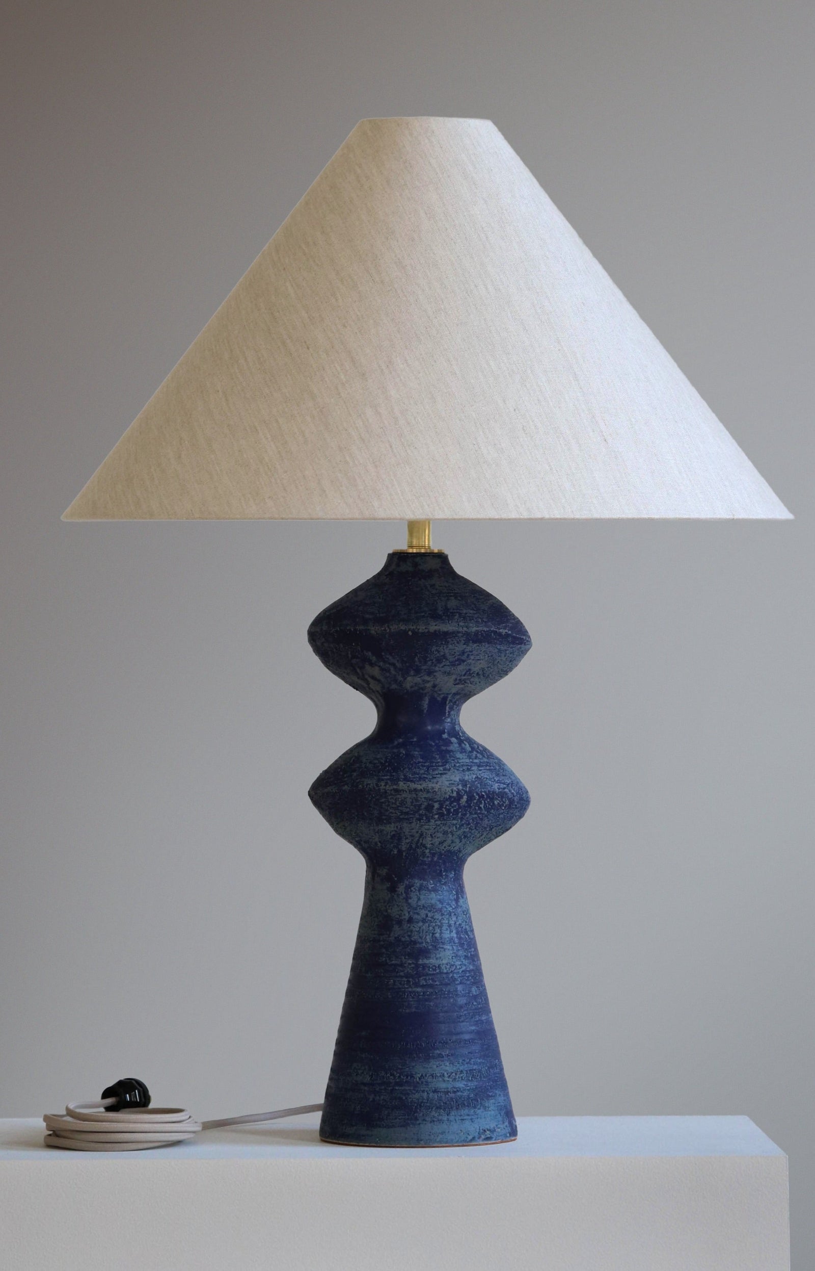 Pollux in Lapis with Oatmeal Linen Shade