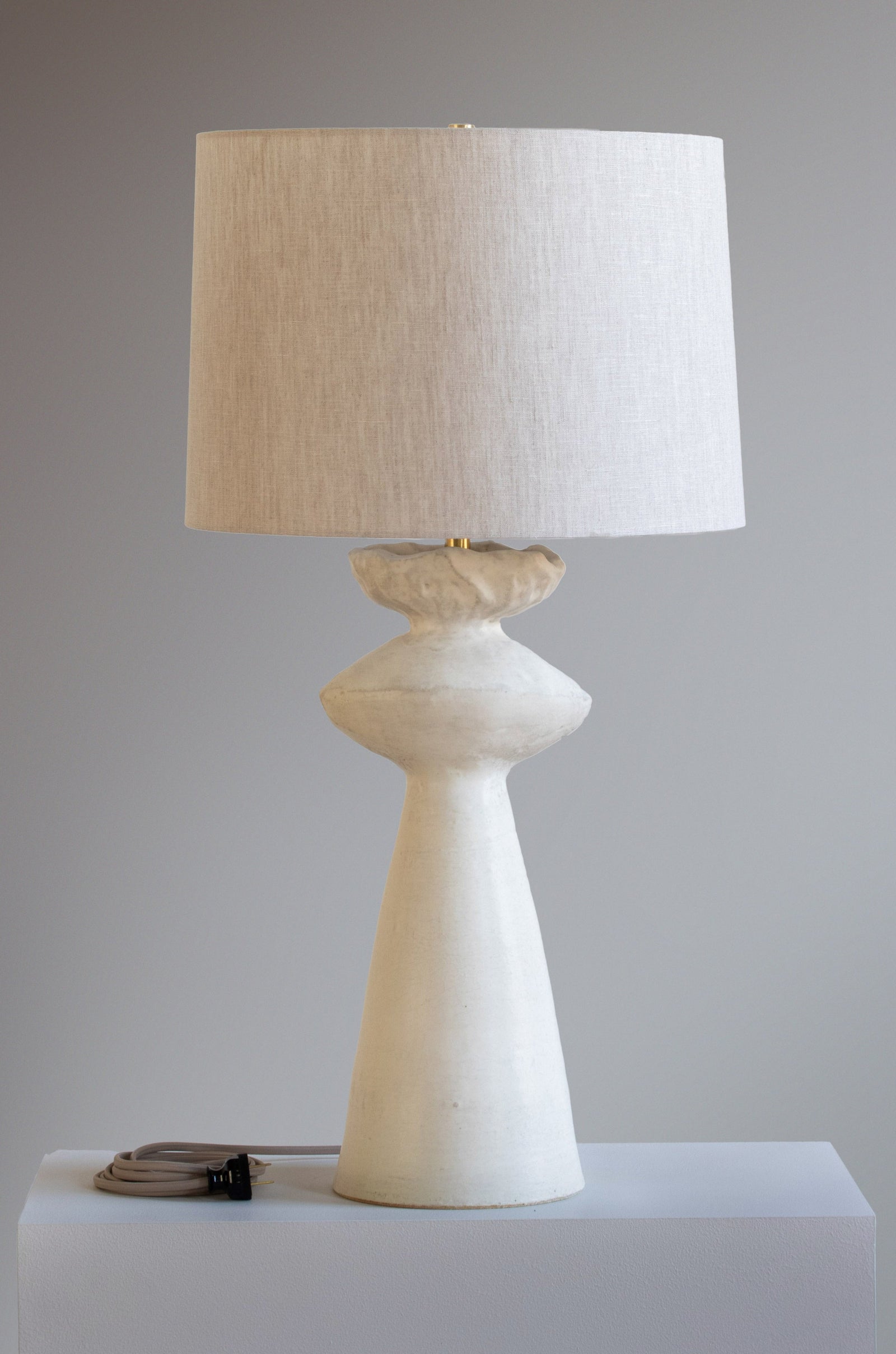Cicero 30"  Lamp in Stone with Oatmeal Linen Shade