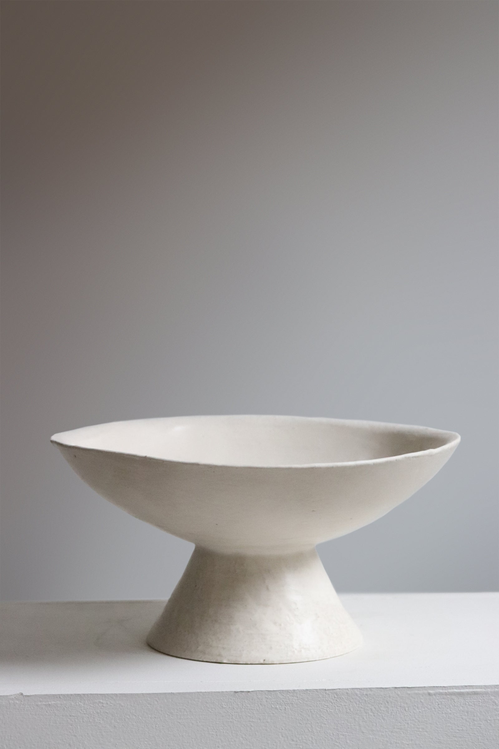 Tall Footed Bowl 14" in Stone 