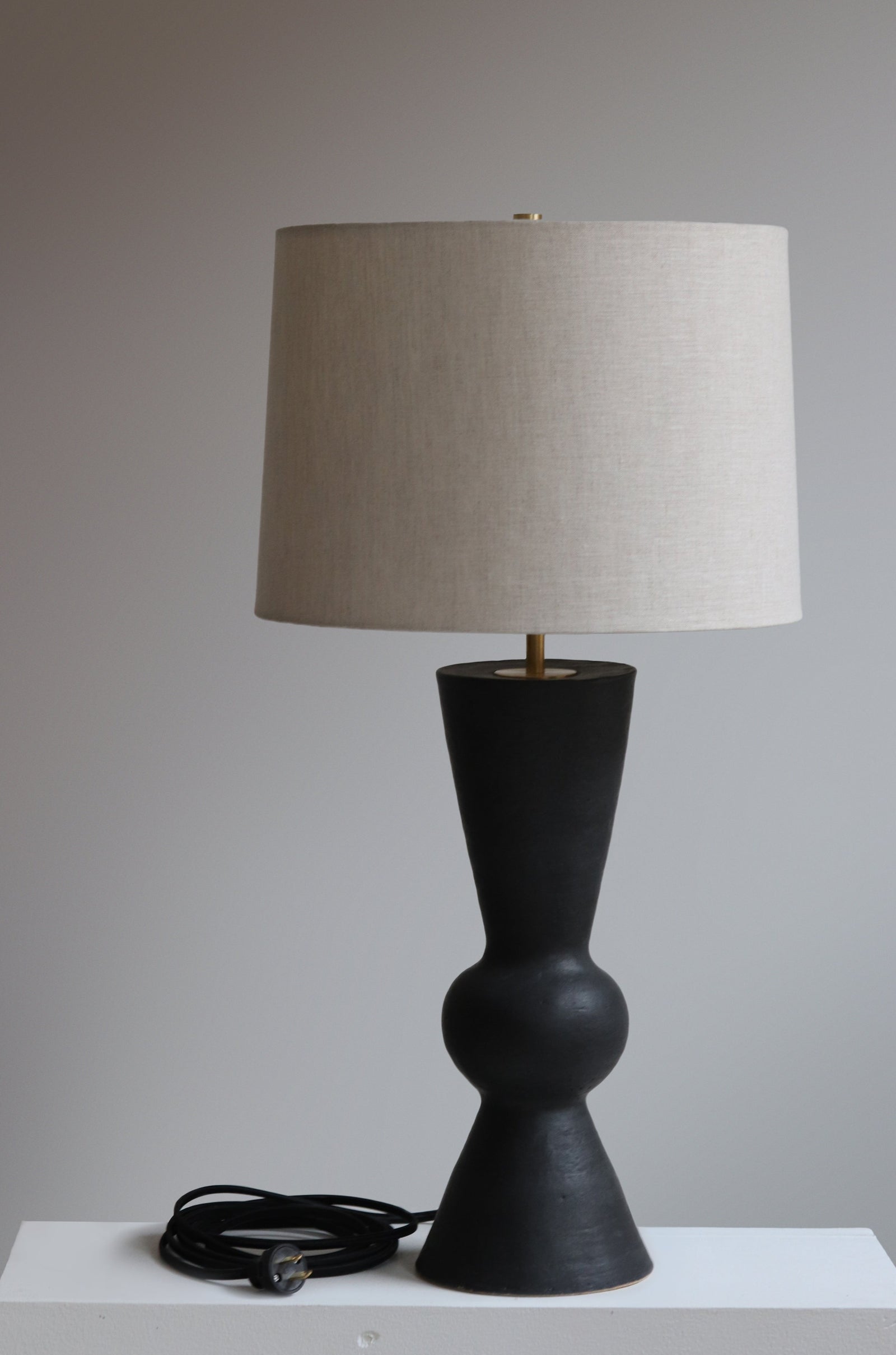 Octavius in Anthracite with Oatmeal Linen Shade