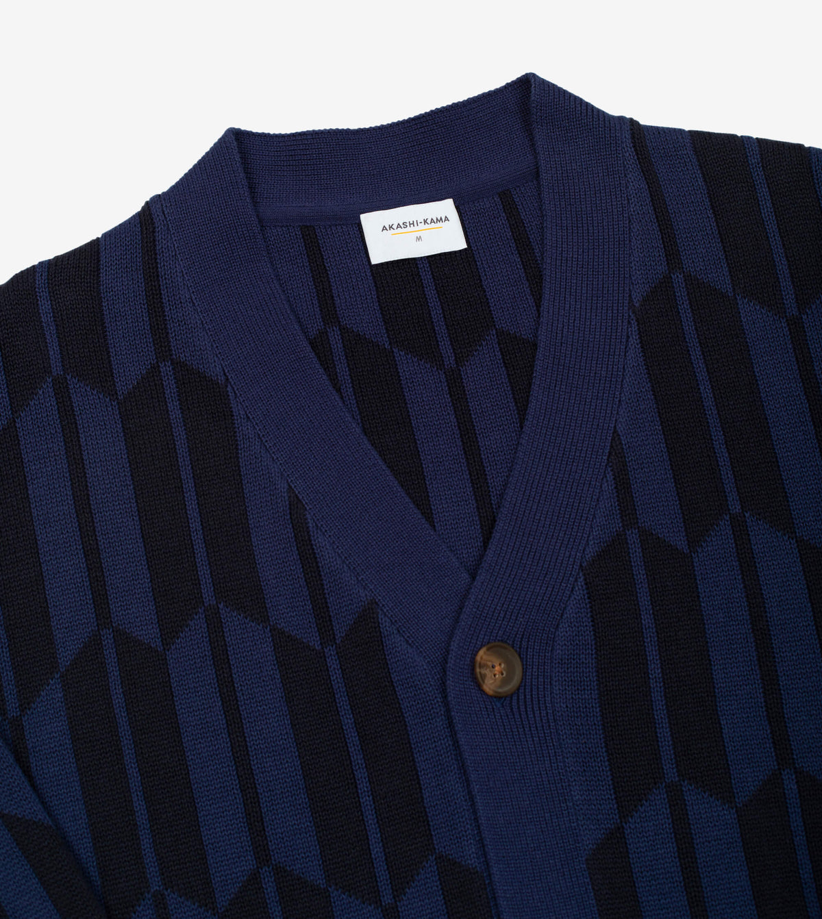 AKASHI-KAMA Indigo Cardigan Sweater Japanese Pattern Knitwear