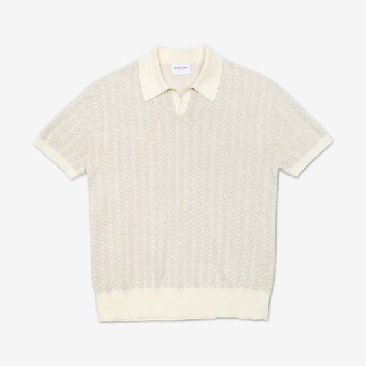 Ojii Knit Polo - Cream Arrow | AKASHI-KAMA Shirt XXL
