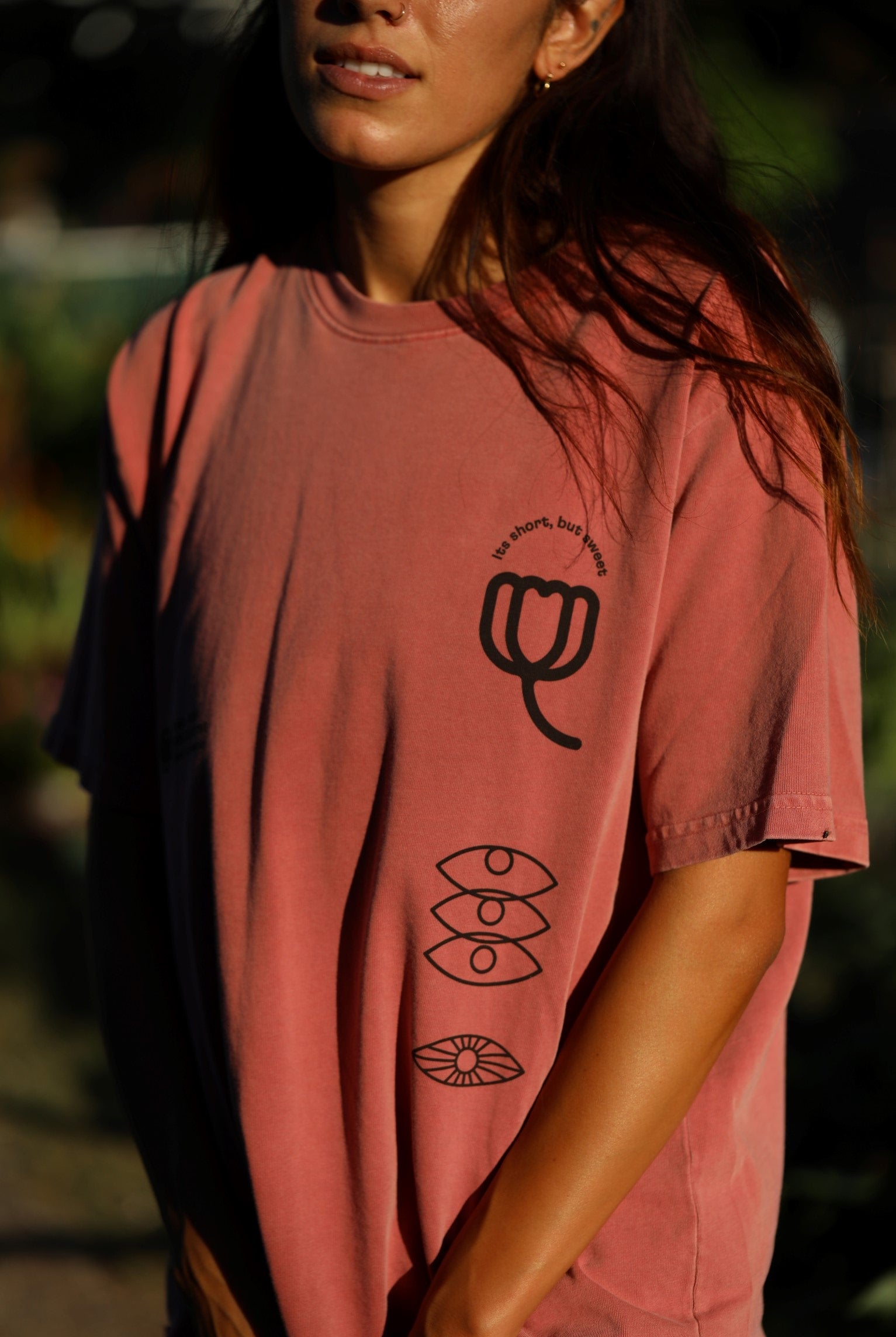 AKASHI KAMA x Moon Collective Tee | Pigment Solar Red Garment Dye Shirt Made in USA Japanese American Streetwear