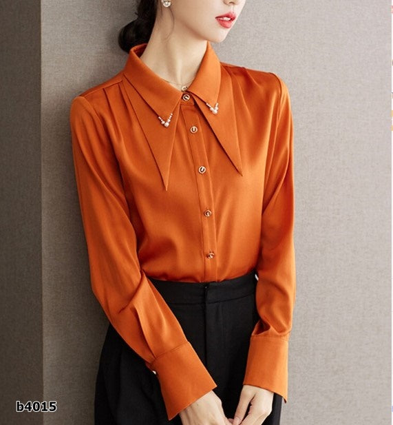 extremidades Mendigar animación Blusa naranja manga larga formal – Lumen Honduras