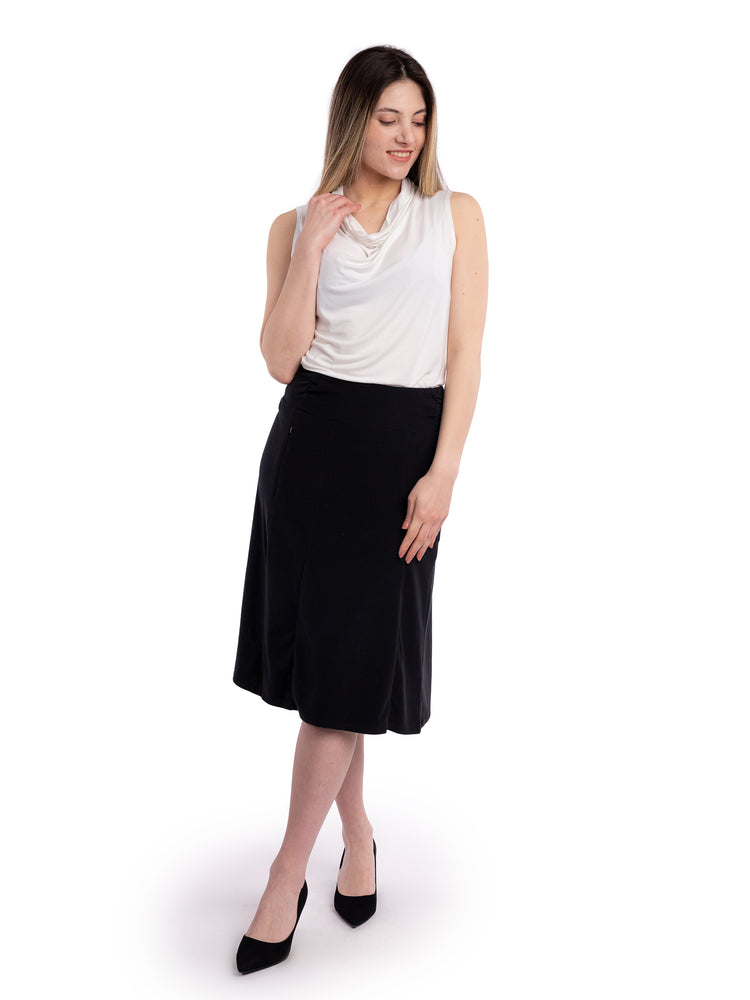 SANDRA | Women's Below The Knee Skirt with Hidden Pockets | SCOTTeVEST