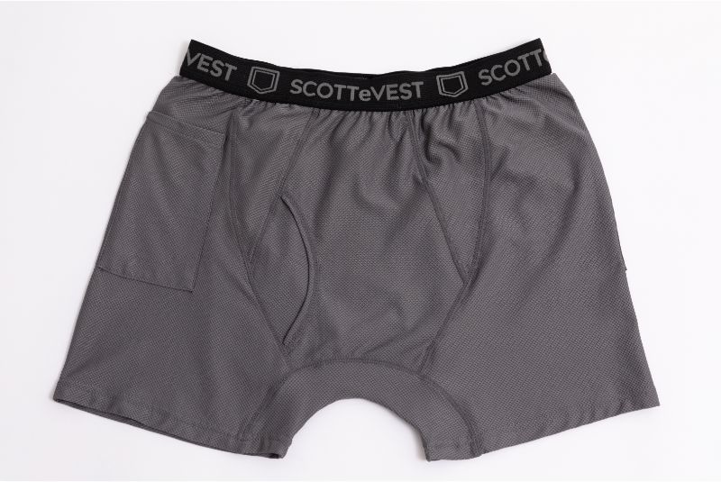 LUEXBOX Pocket Underwear for Men with Secret Hidden Pocket, Travel Boxer  Briefs, Small Size 2 Packs (Black) at  Men's Clothing store