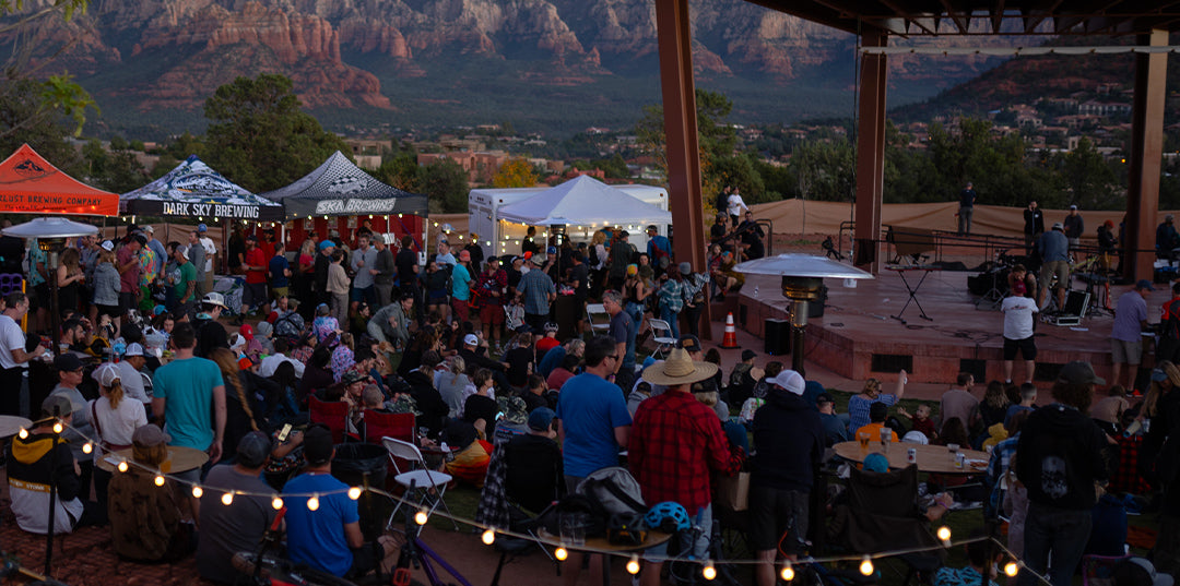 people gathered listen to music at the sedona mountain bike festival