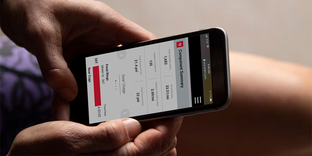 sram axs mobile app showing maintenance tracking