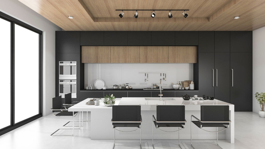 black floor-to-ceiling kitchen cabinets