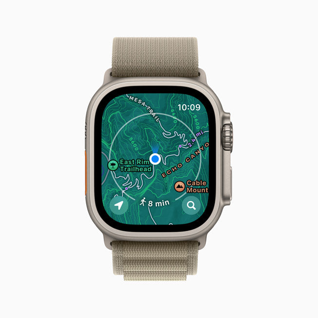 App Maps en la pantalla de un Apple Watch revela las mejoras en navegación tras la actualización de watchOS 10