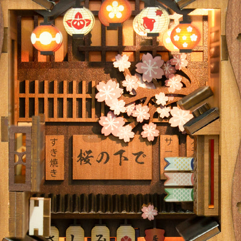 Under the Sakura Tree Book Nook Miniature Dollhouse