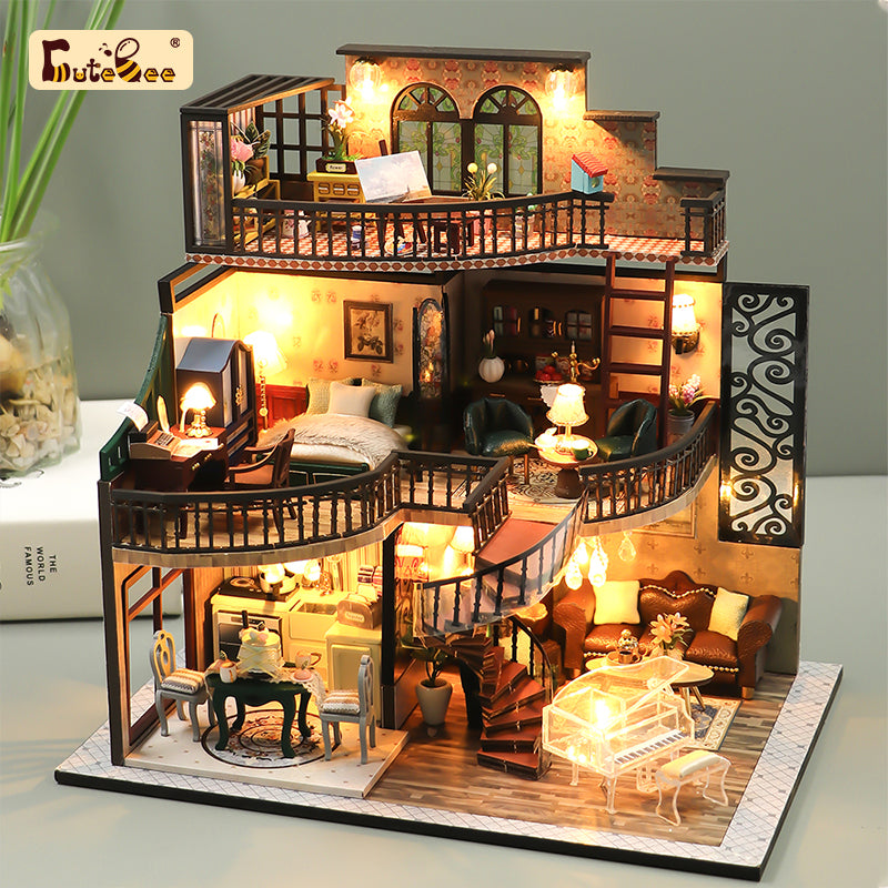 Cutebee 1 24 Diy Dollhouse Kit Dream Building Pavilion 5455