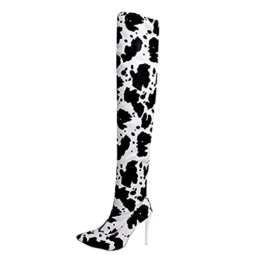 cow print knee high boots