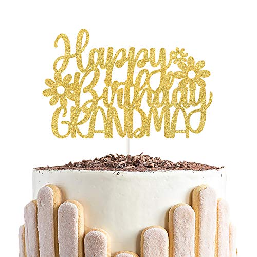 Happy Birthday Grandma Cake Topper Gold Glitter Happy Birthday Grandma Cake Topper, Flower Mothers Day Ca |  Ninelife - Lebanon