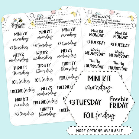 Days of the Week Planner Stickers