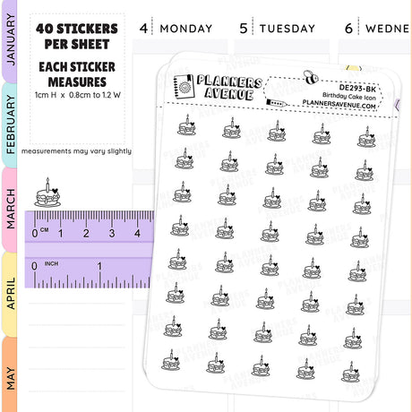 Birthday Cake Printable Planner Stickers