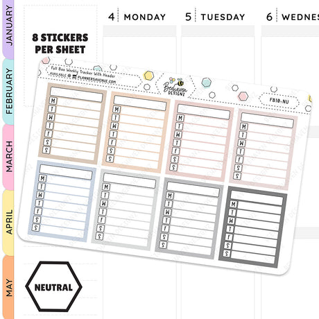 5 Row Weekly Habit Tracker Stickers - Rainbow – Stickers by AshleyK