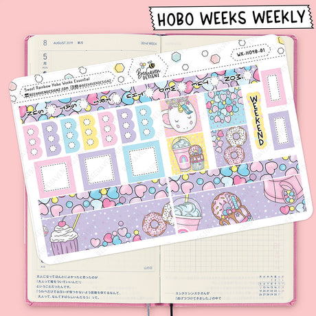 Hobonichi Weeks Weekly Sticker Kit 5 Clouds Doodles Blue Mini Notes Hobonichi  Stickers Square Lime Designs 2 Sheets 