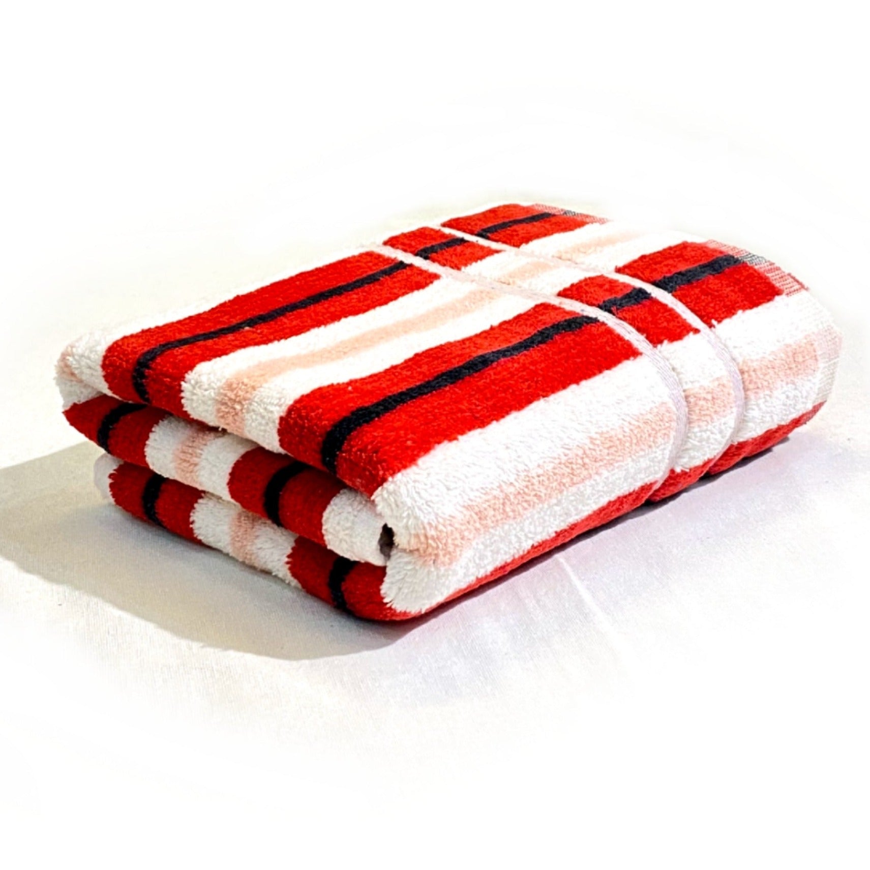 red striped bath towels