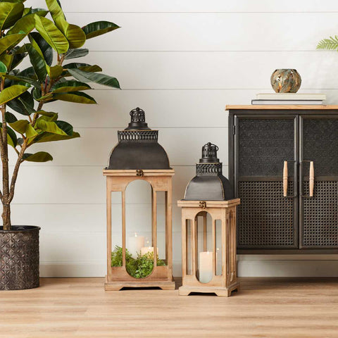 oversized lantern in living room