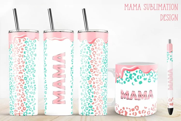 Mama Bear Tumbler Sublimation Design for 20oz Skinny Cup