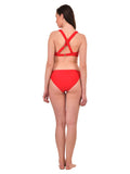 Scoop Neck Red Racer Back Bikini Sets Swimwear