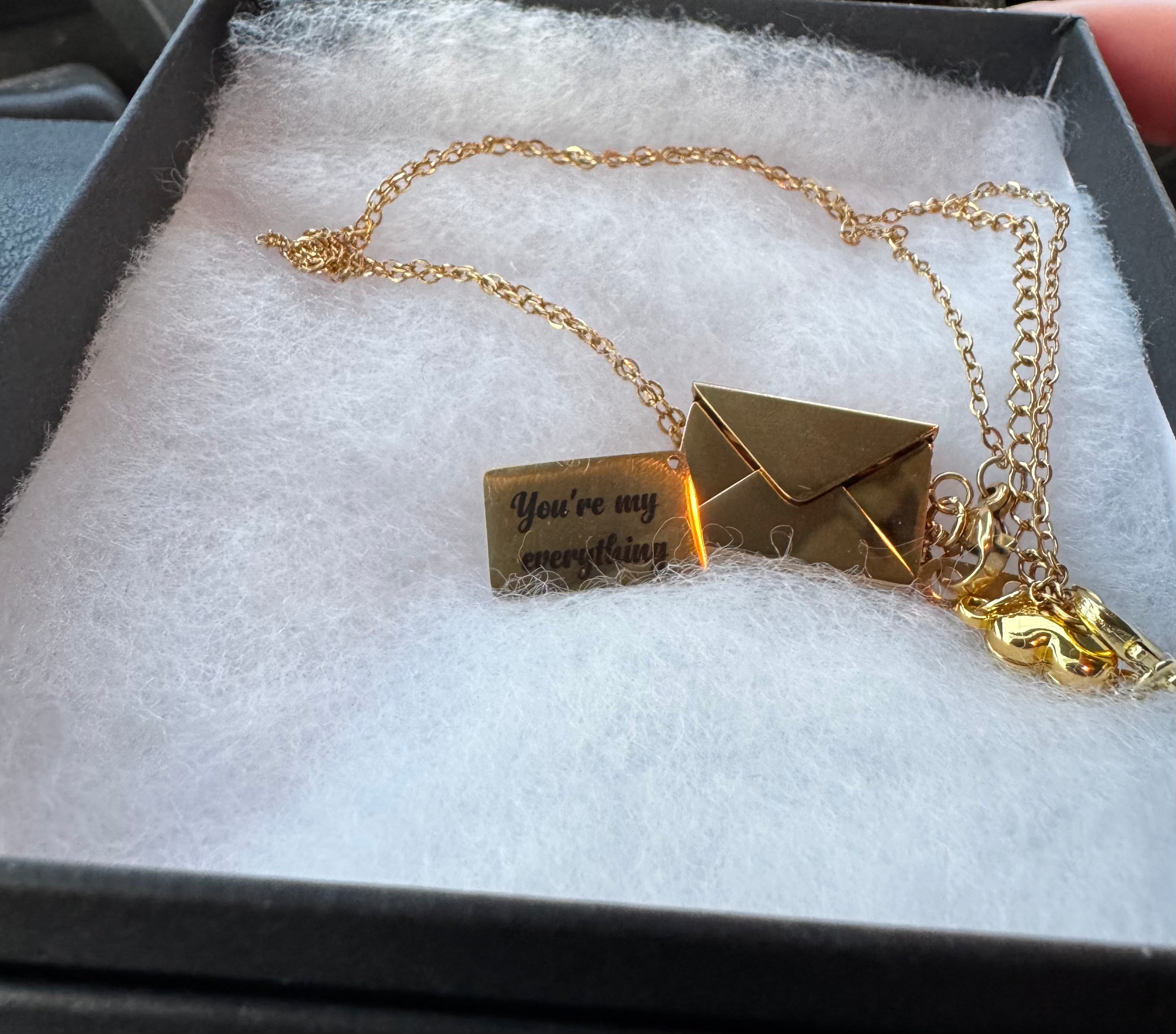 Secret Message Personalized Envelope Necklace, Hidden Message Necklace, Love Letter Necklace, Pouch Necklace for Mom, Locket Necklace
