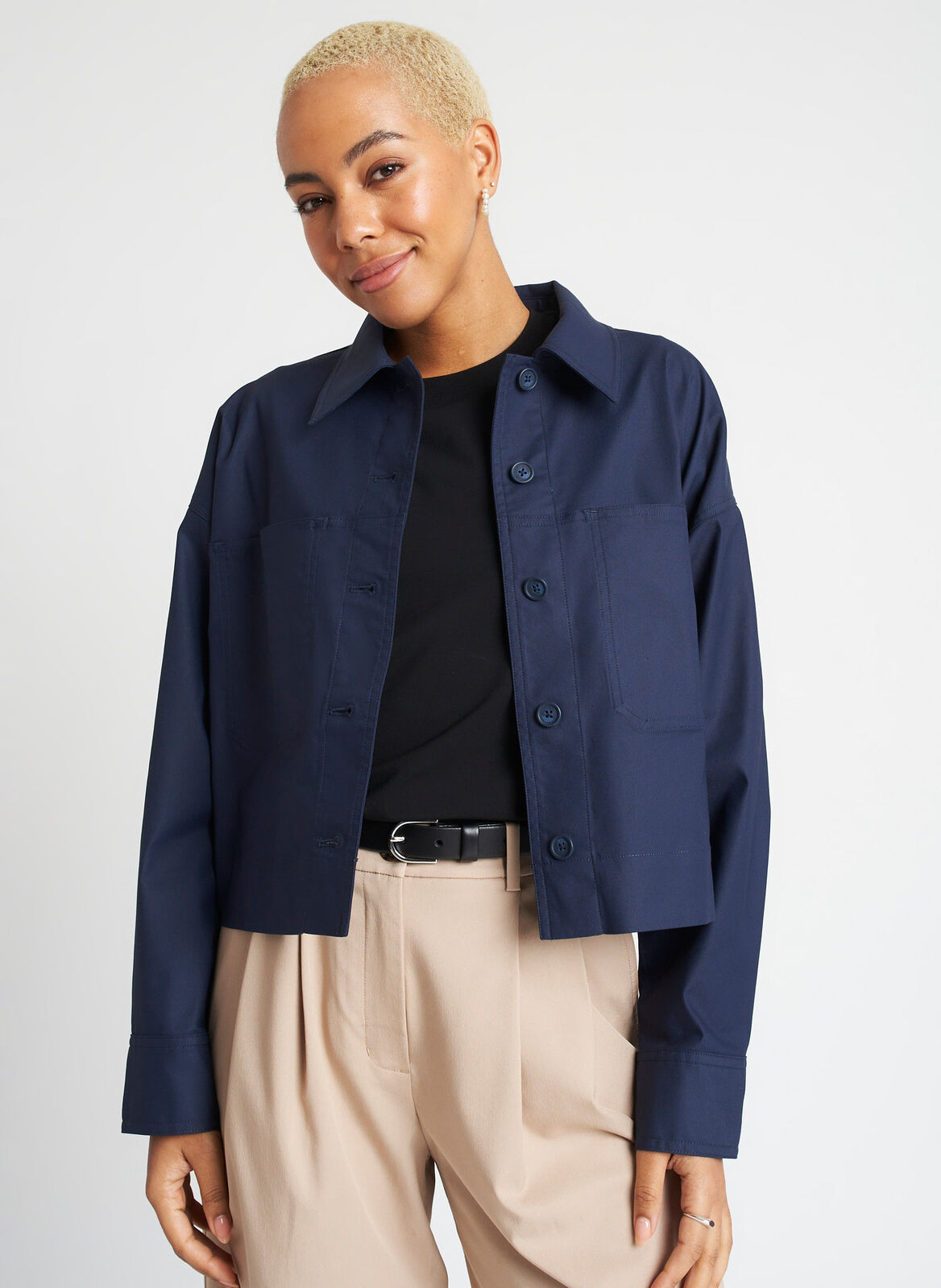 Cotton Twill Cropped Jacket