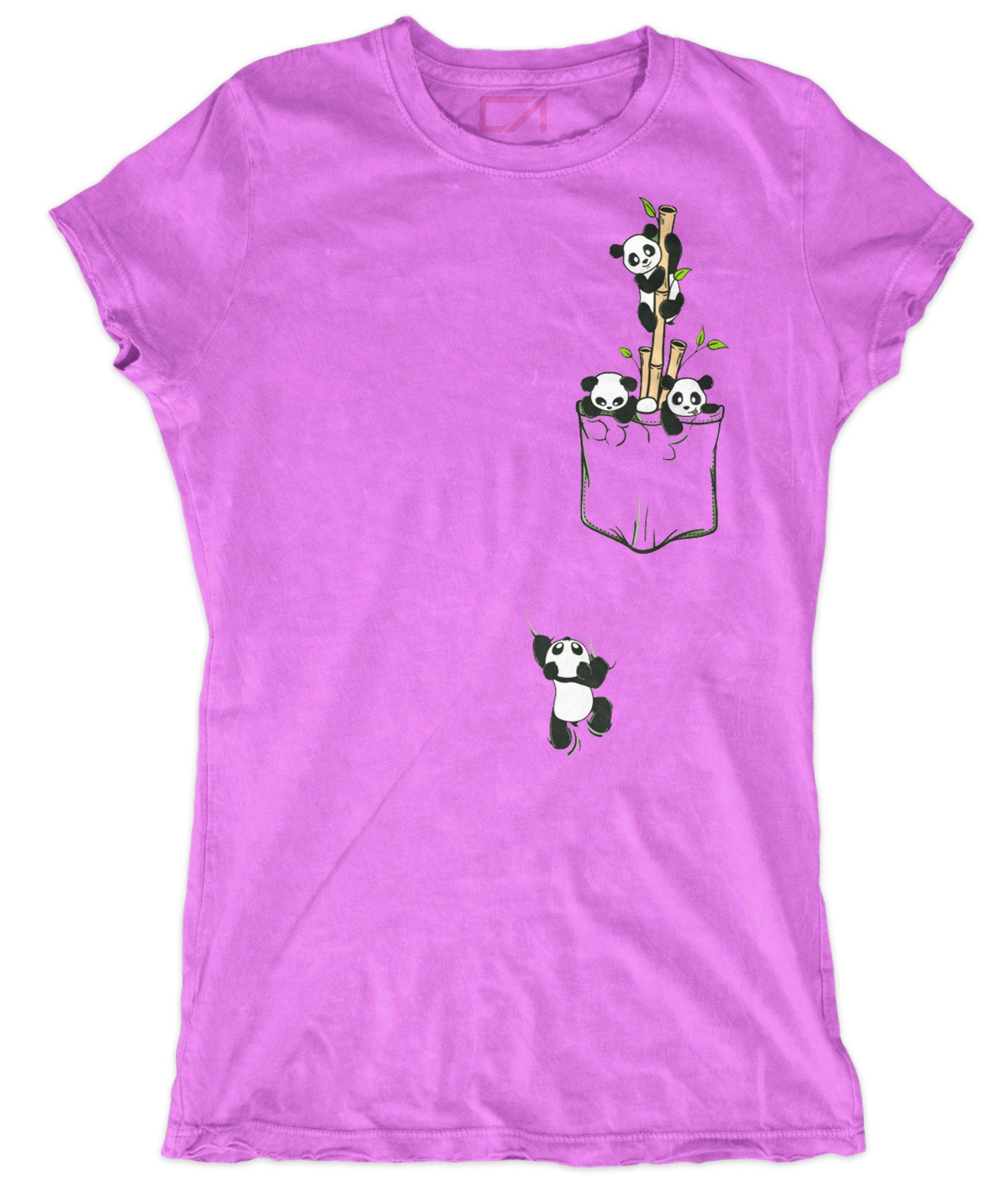 Funny Cute Panda Pocket Girls Women S Animal Designer Fashion T Shir