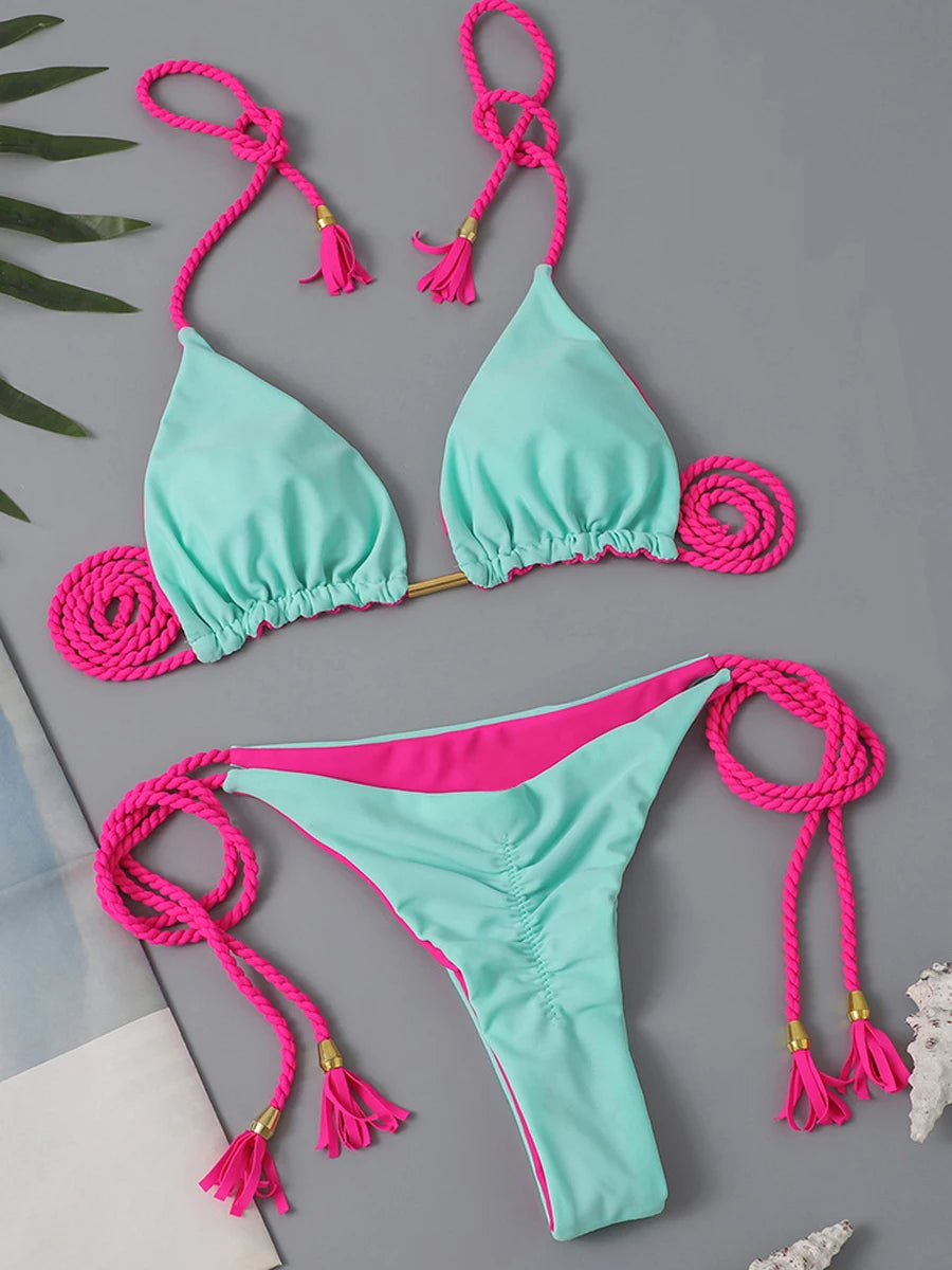 Triangle String Sexy Tie Side Thong Beachwear