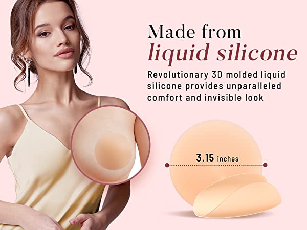 Nipple Covers (2-Pairs, Reusable), 3D Seamless Nipple Pasties, Adhesive  Silicone Nipple Cover Pasties