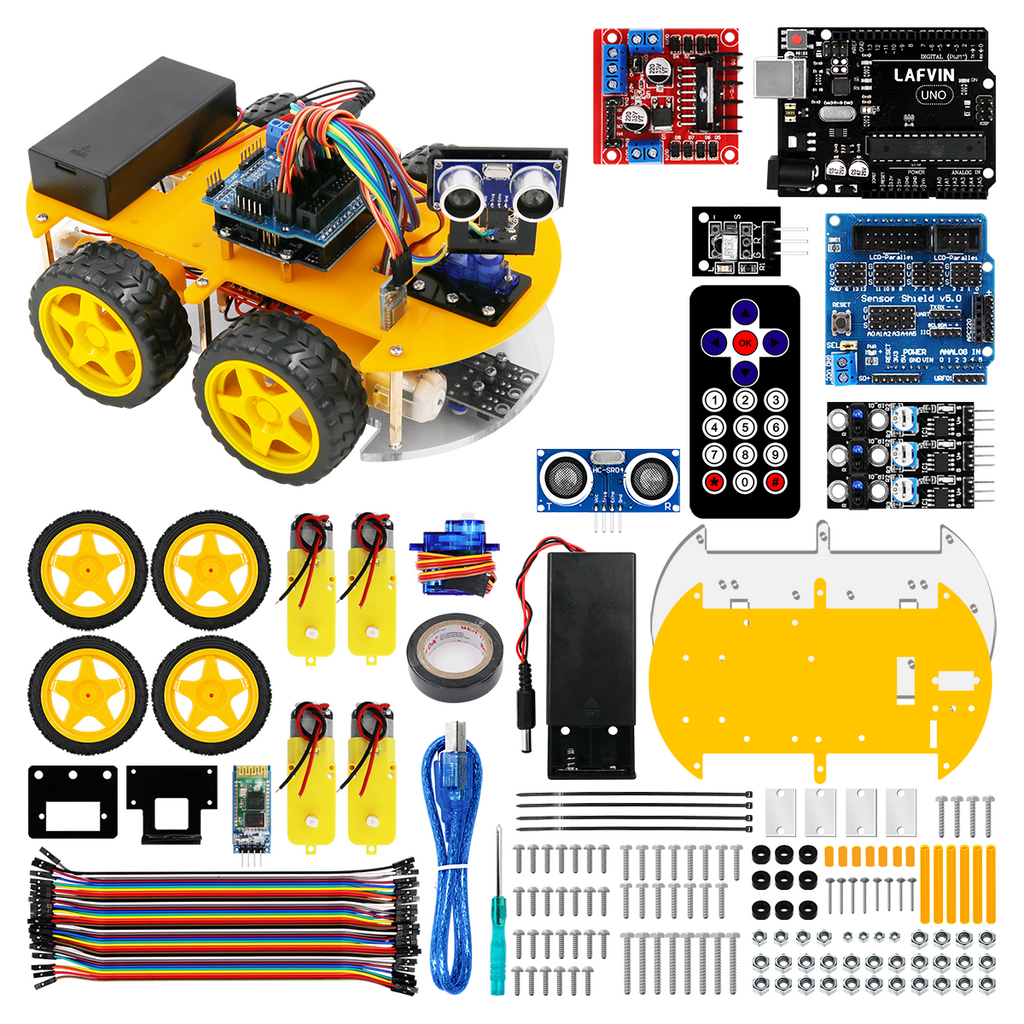Lafvin Smart Robot Car Kit For Uno R3 For Arduino With Ultrasonic Sens 7312