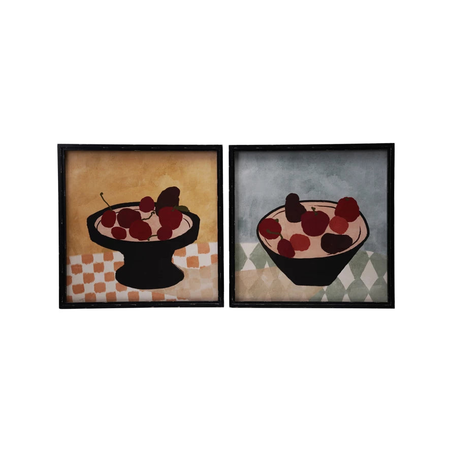 Wood Framed Glass Wall Décor with Abstract Image