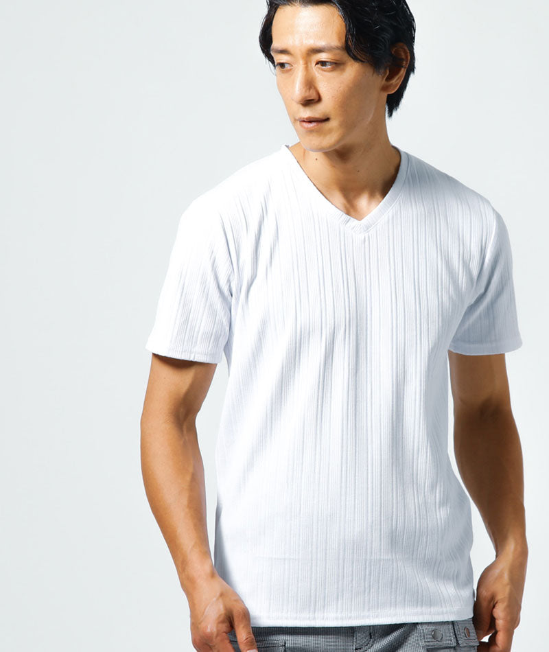 バーベキューデート服メンズ3点コーデセット ネイビー7分袖パーカー×白Vネック半袖Tシャツ×千鳥格子クロップドパンツ