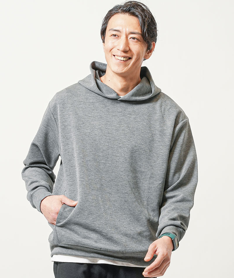 普段着スポーツファッション服メンズ3点コーデセット 長袖チャコールプルパーカー×白半袖Tシャツ×黒スウェットジョガーパンツ