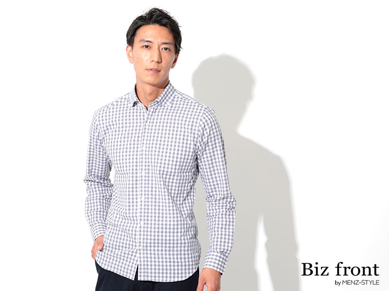カラーギンガムチェックボタンダウンビジネスカジュアルシャツ 日本製 Designed by Bizfront in TOKYO