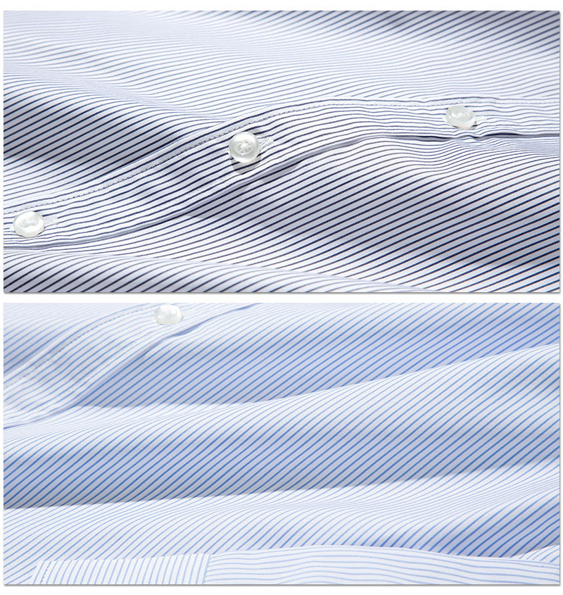 【吸水速乾・さらりと軽い光沢感とシャリ感のある涼し気なシャツ】エシカルリサイクルポリエステル混ボタンダウンストライプシャツ 日本製 Designed by Bizfront in TOKYO