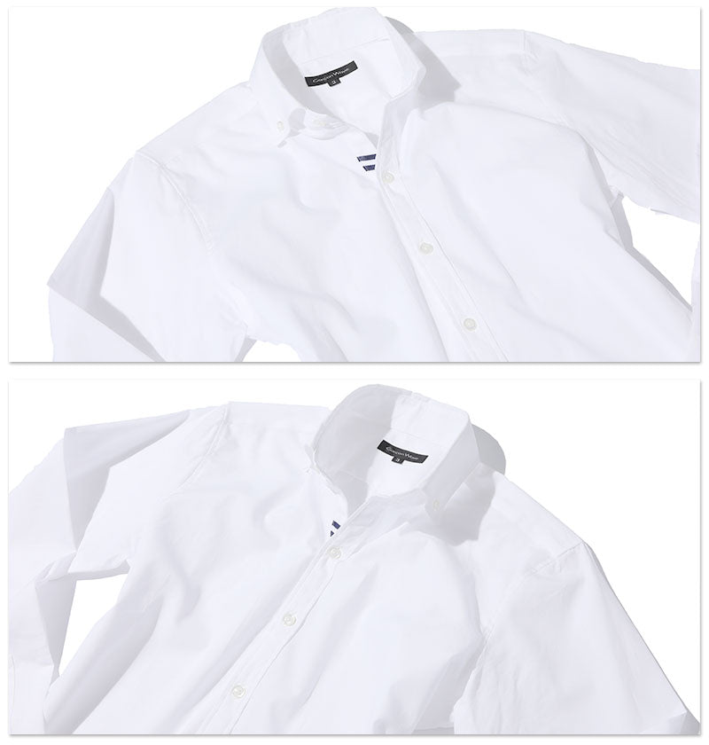 形態安定ノーネクタイ専用ダブルラインデザインボタンダウンシャツ 日本製