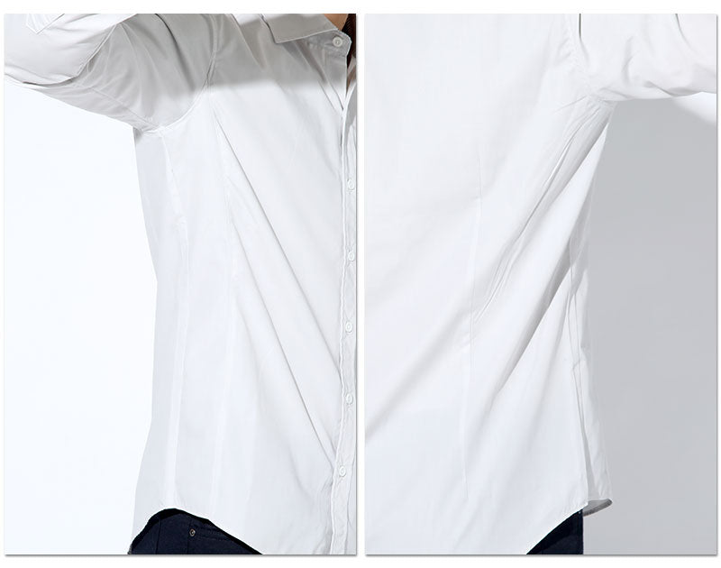 立体裁断イージーケア襟裏ストライプビジネスカジュアルシャツ 日本製 Designed by Bizfront in TOKYO